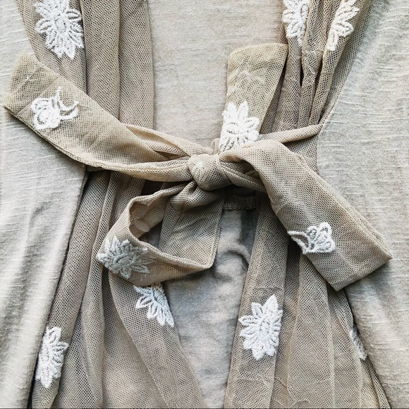 Saga Viscose Spandex Blend Open Front Hippie Boho Lace Cardigan with Pockets, M - Picture 5 of 15